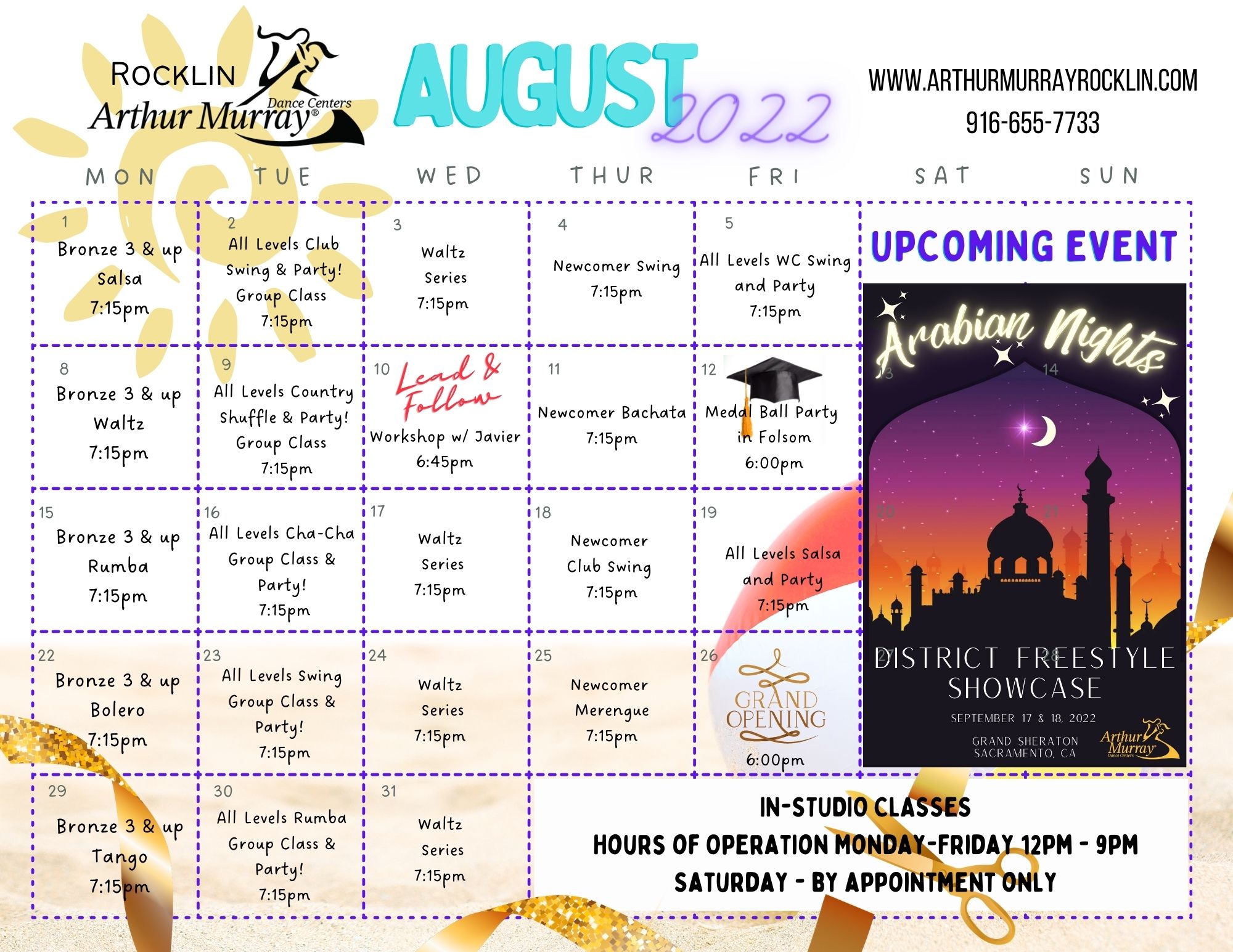 Studio Calendar - Arthur Murray Rocklin